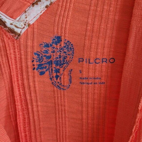 Anthropologie Pilcro s/s tangerine ribbed v-neck modal cotton tee size S EUC - Picture 6 of 11